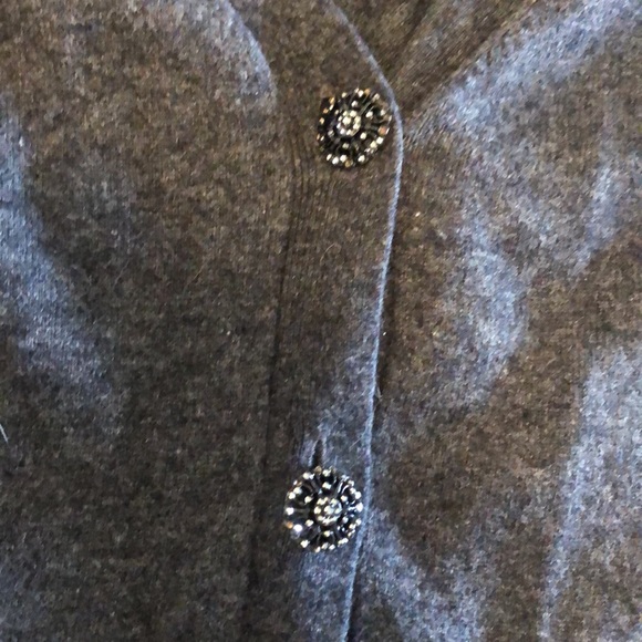 Talbots size M gray half sleeve sweater cardigan wool angora blend - Picture 2 of 5